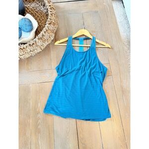 Rabbit Running Tank Top Womens XL Teal Blue T-Back Perforated Athletic Tank